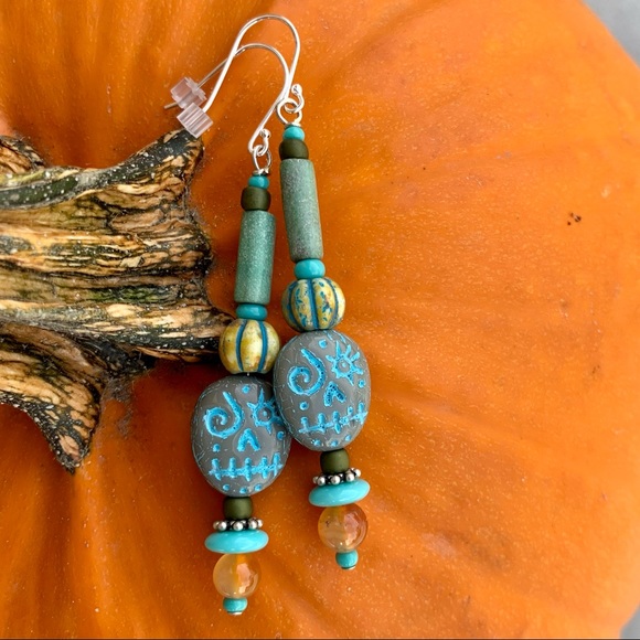 Aqua Sugar Skull Earrings - Picture 4 of 16